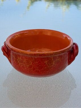De Silva Red and Orange Terracotta 12 Oz. Soup Bowl, Made in Italy